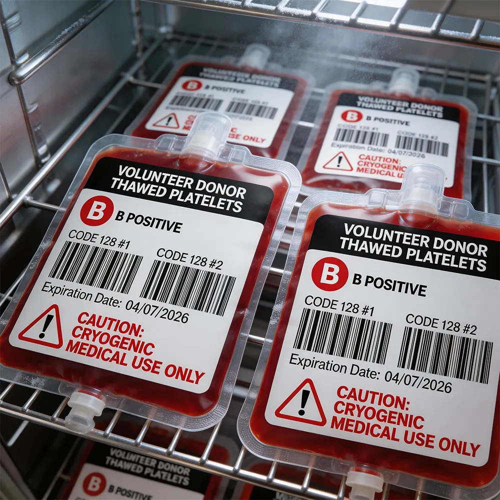 Étiquette fiable pour les poches de sang