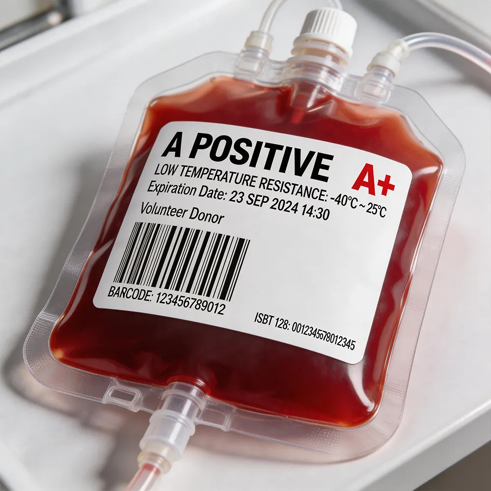 Étiquette de transfusion médicale