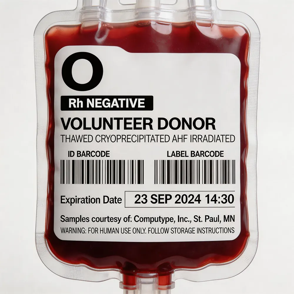 Étiquette sanguine hospitalière