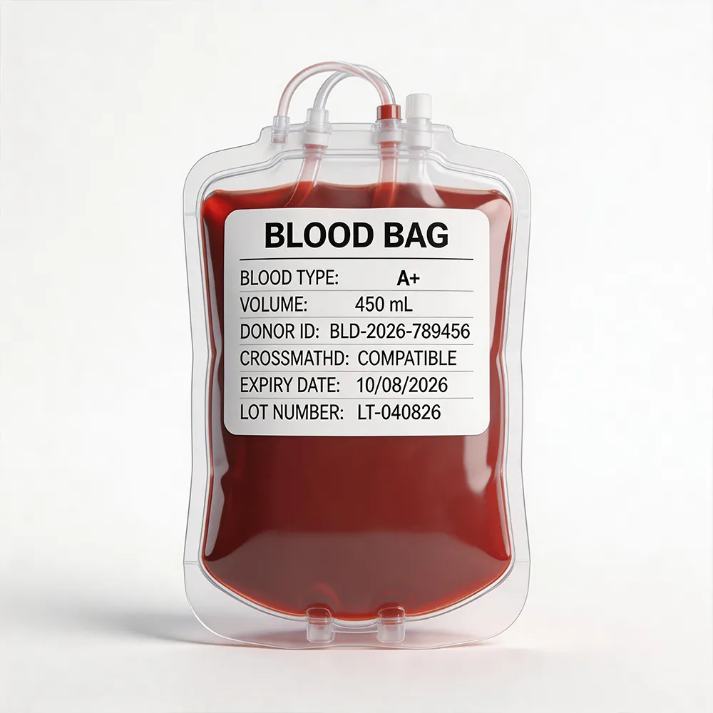 Étiquette du centre de transfusion sanguine