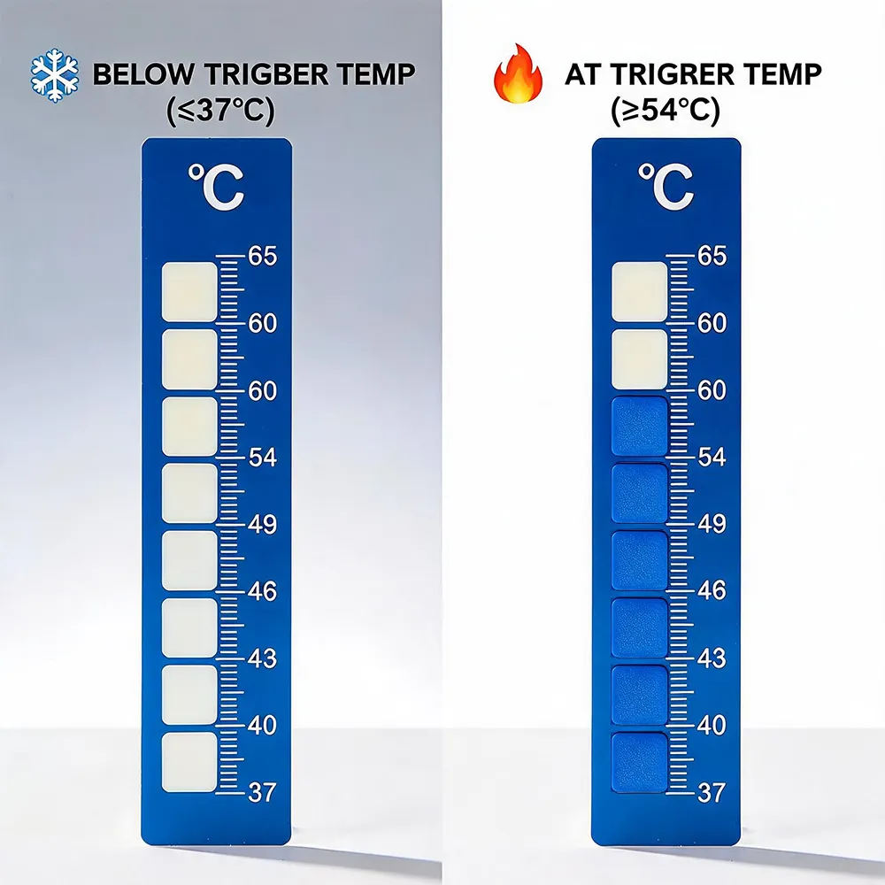 Étiquette indicateur de température jetable